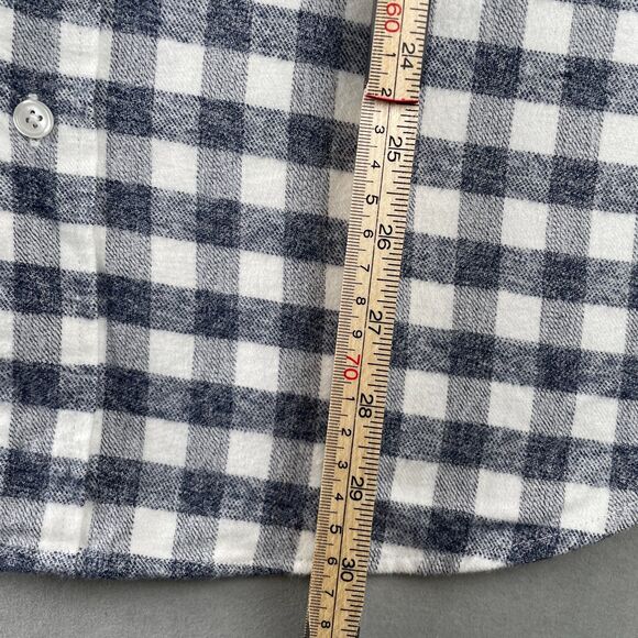 American Apparel Shirt Mens L Blue White Plaid Gingham Button Down Long Sleeve - Picture 5 of 8